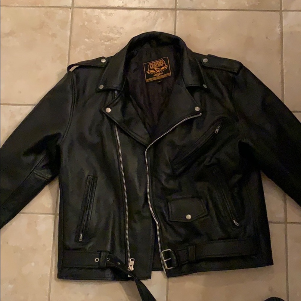 Men’s xl black leather biker jacket